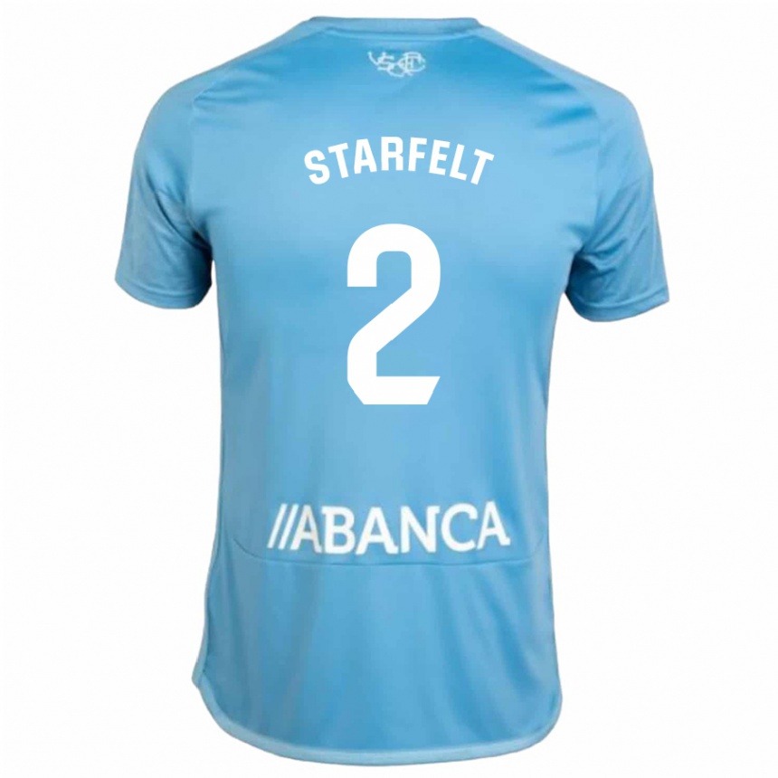 Kinder Fußball Carl Starfelt #2 Blau Heimtrikot Trikot 2023/24 T-Shirt Luxemburg