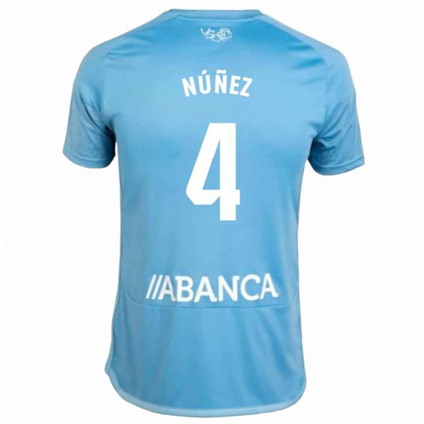 Kinder Fußball Unai Núñez #4 Blau Heimtrikot Trikot 2023/24 T-Shirt Luxemburg