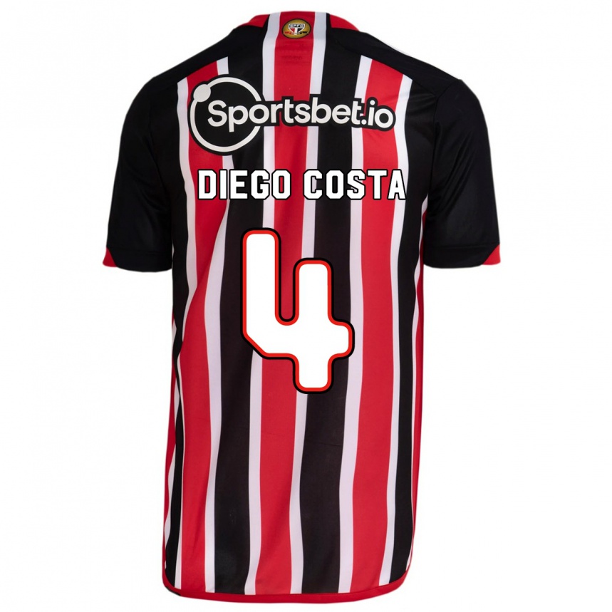 Kinder Fußball Diego Costa #4 Blau Rot Auswärtstrikot Trikot 2023/24 T-Shirt Luxemburg