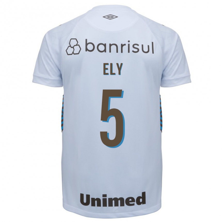 Kinder Fußball Rodrigo Ely #5 Weiß Auswärtstrikot Trikot 2023/24 T-Shirt Luxemburg