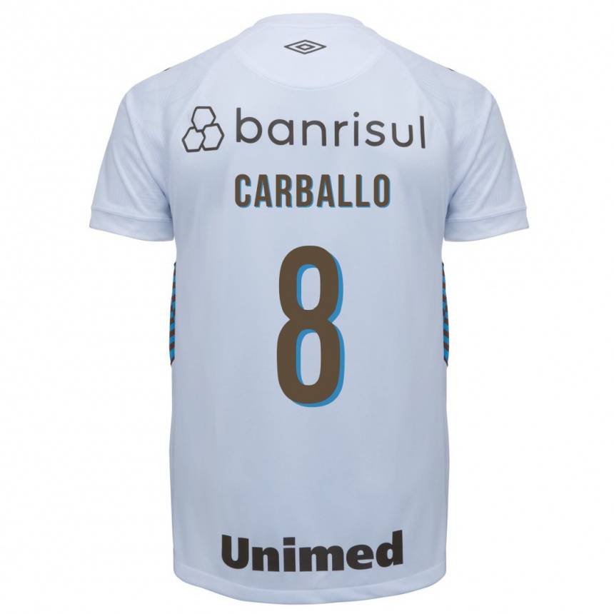 Kinder Fußball Felipe Carballo #8 Weiß Auswärtstrikot Trikot 2023/24 T-Shirt Luxemburg