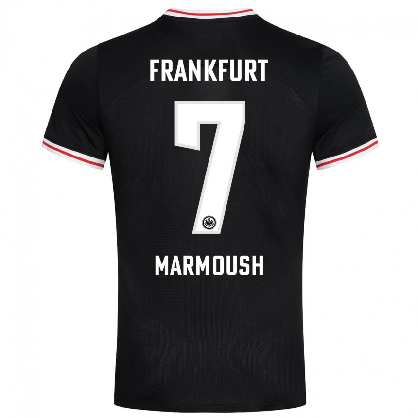 Kinder Fußball Omar Marmoush #7 Schwarz Auswärtstrikot Trikot 2023/24 T-Shirt Luxemburg