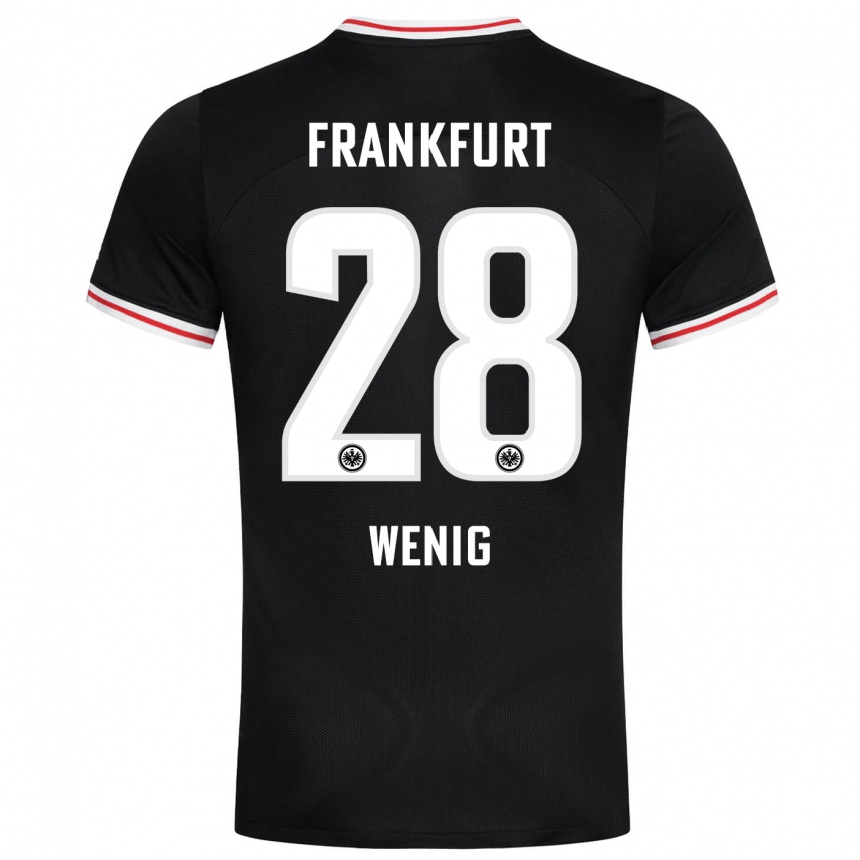 Kinder Fußball Marcel Wenig #28 Schwarz Auswärtstrikot Trikot 2023/24 T-Shirt Luxemburg
