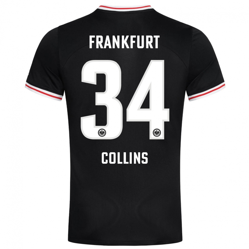 Kinder Fußball Nnamdi Collins #34 Schwarz Auswärtstrikot Trikot 2023/24 T-Shirt Luxemburg