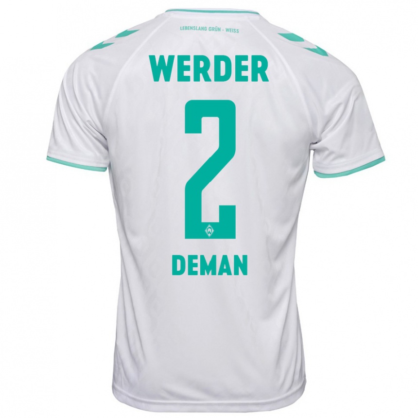 Kinder Fußball Olivier Deman #2 Weiß Auswärtstrikot Trikot 2023/24 T-Shirt Luxemburg