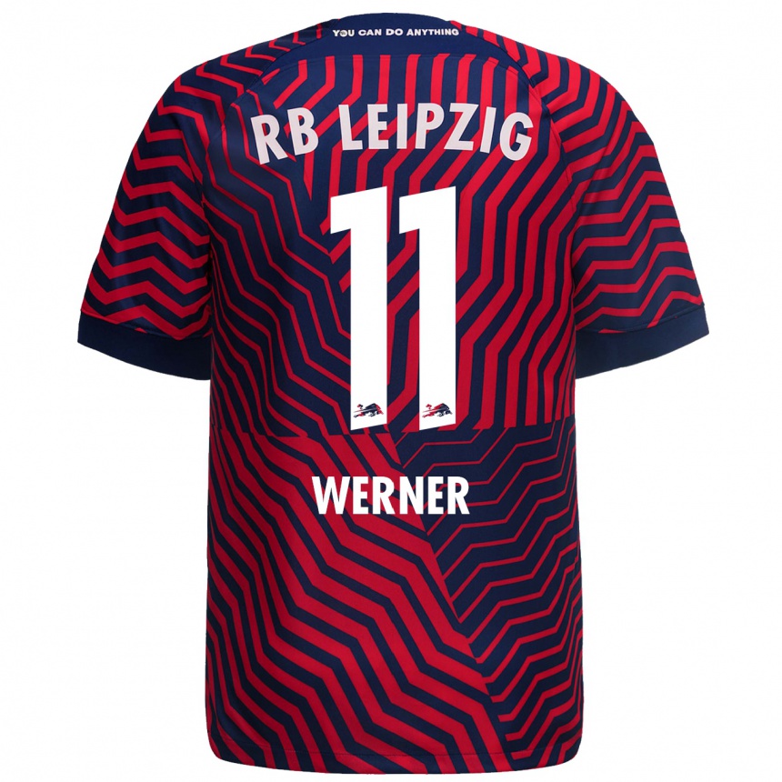 Kinder Fußball Timo Werner #11 Blau Rot Auswärtstrikot Trikot 2023/24 T-Shirt Luxemburg