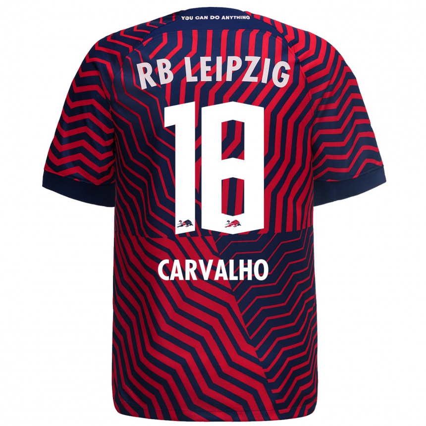 Kinder Fußball Fabio Carvalho #18 Blau Rot Auswärtstrikot Trikot 2023/24 T-Shirt Luxemburg