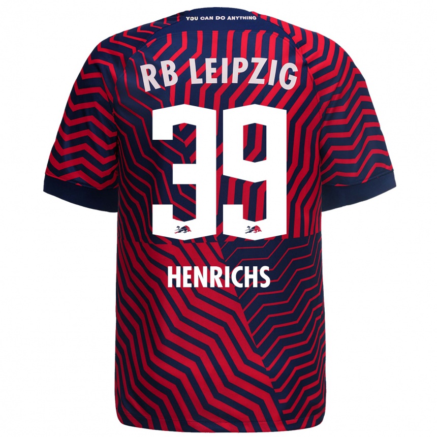 Kinder Fußball Benjamin Henrichs #39 Blau Rot Auswärtstrikot Trikot 2023/24 T-Shirt Luxemburg