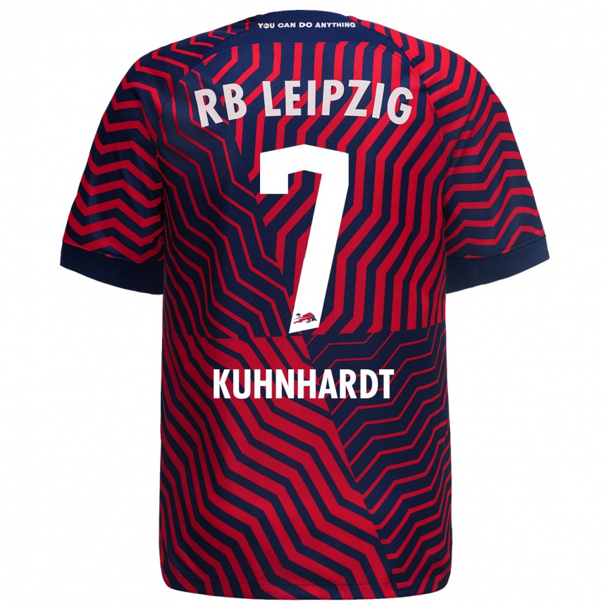 Kinder Fußball Paul Kühnhardt #7 Blau Rot Auswärtstrikot Trikot 2023/24 T-Shirt Luxemburg