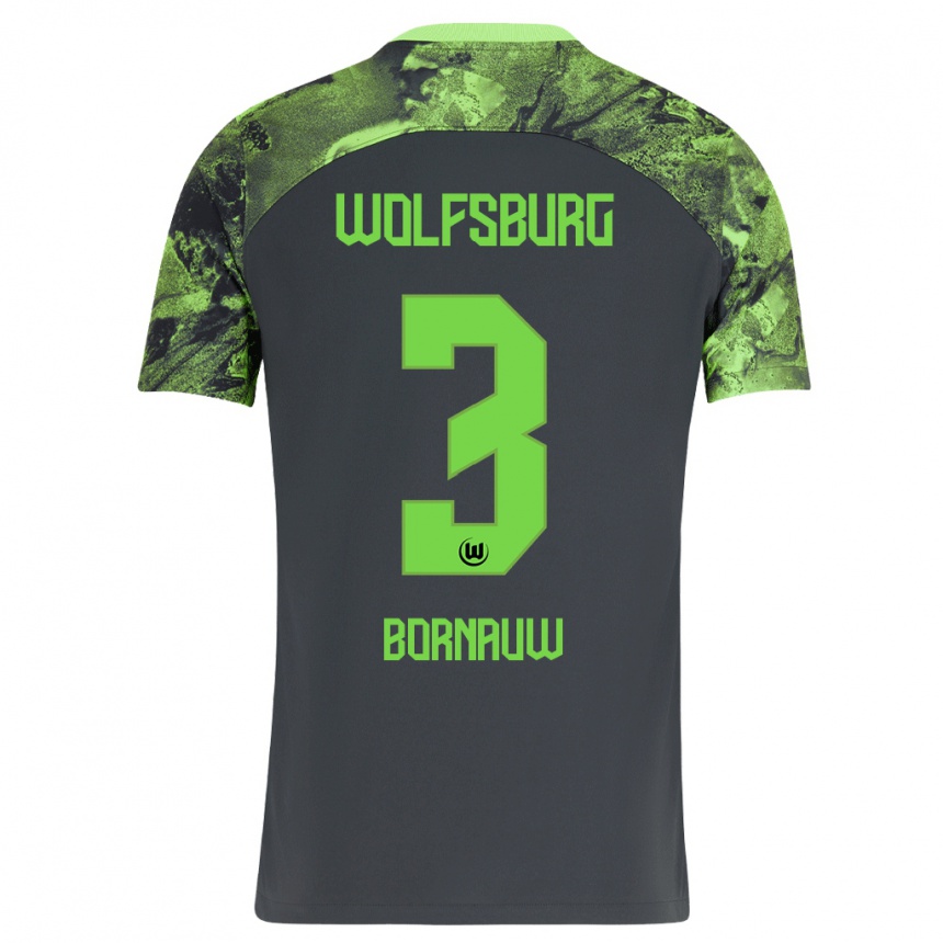 Kinder Fußball Sebastiaan Bornauw #3 Dunkelgrau Auswärtstrikot Trikot 2023/24 T-Shirt Luxemburg