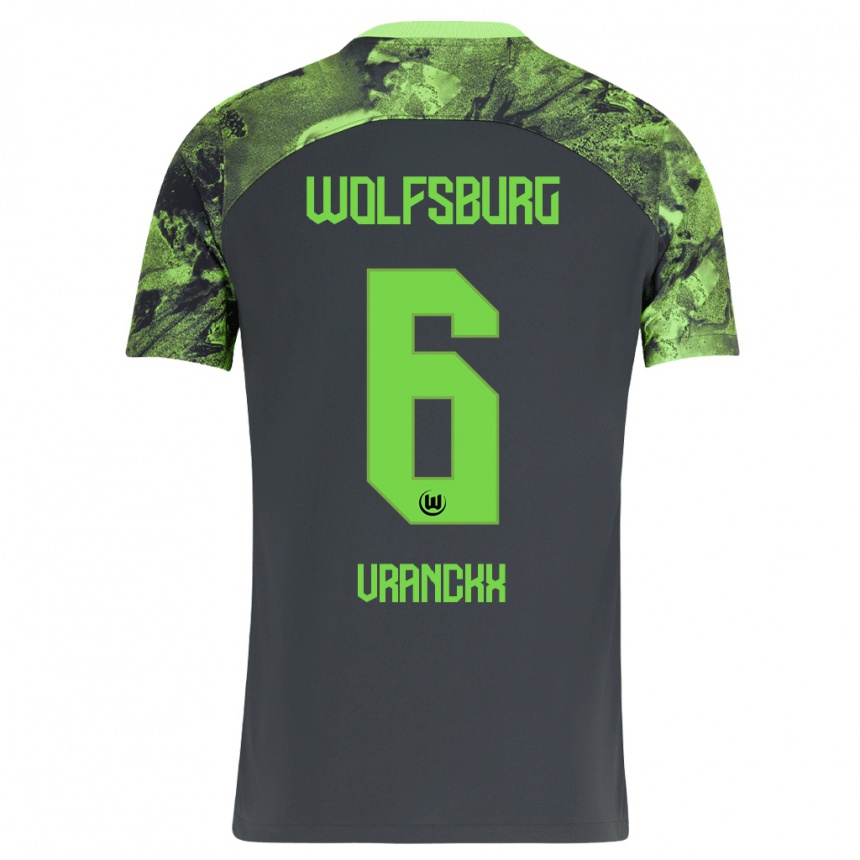 Kinder Fußball Aster Vranckx #6 Dunkelgrau Auswärtstrikot Trikot 2023/24 T-Shirt Luxemburg