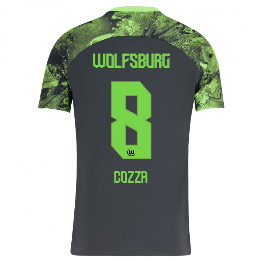 Kinder Fußball Nicolas Cozza #8 Dunkelgrau Auswärtstrikot Trikot 2023/24 T-Shirt Luxemburg