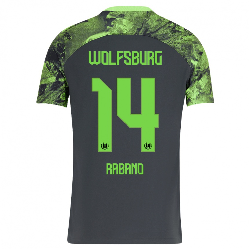 Kinder Fußball Nuria Rabano #14 Dunkelgrau Auswärtstrikot Trikot 2023/24 T-Shirt Luxemburg