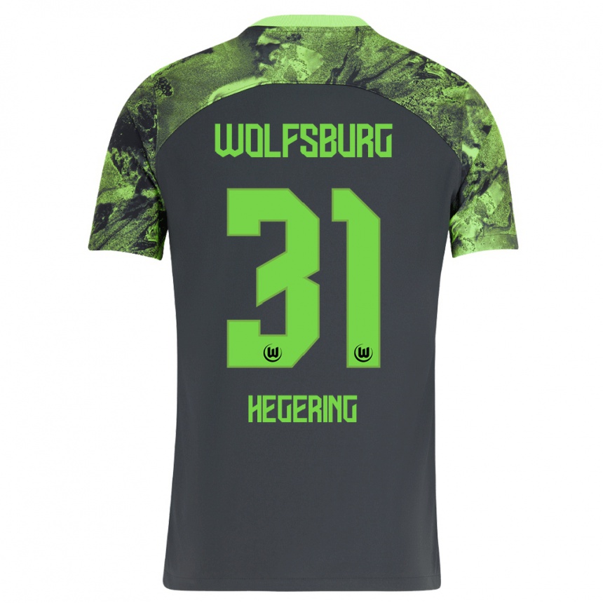 Kinder Fußball Marina Hegering #31 Dunkelgrau Auswärtstrikot Trikot 2023/24 T-Shirt Luxemburg