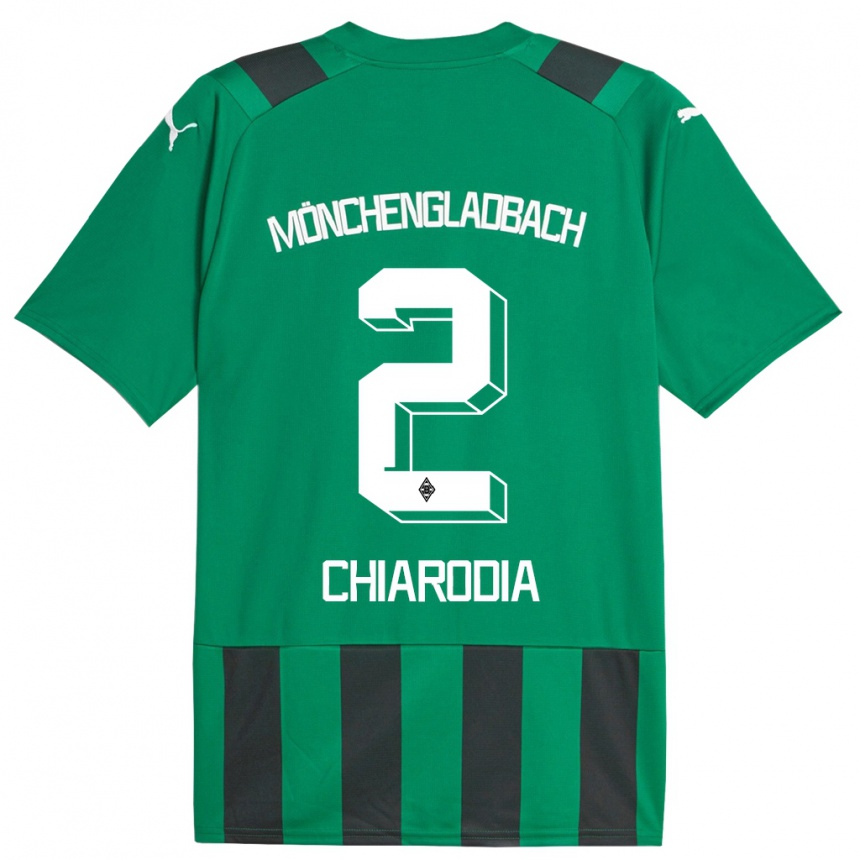 Kinder Fußball Fabio Chiarodia #2 Schwarz Grün Auswärtstrikot Trikot 2023/24 T-Shirt Luxemburg