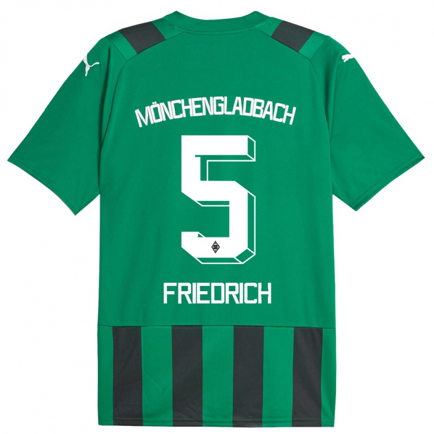 Kinder Fußball Marvin Friedrich #5 Schwarz Grün Auswärtstrikot Trikot 2023/24 T-Shirt Luxemburg