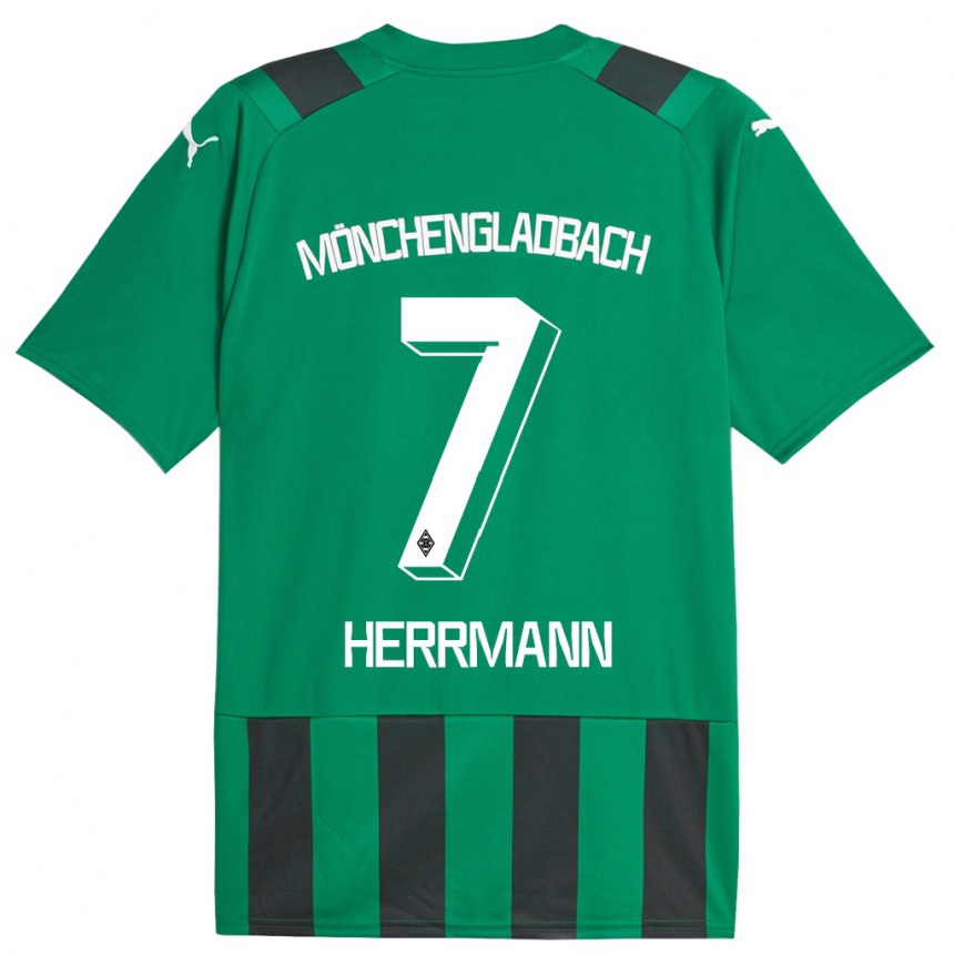 Kinder Fußball Patrick Herrmann #7 Schwarz Grün Auswärtstrikot Trikot 2023/24 T-Shirt Luxemburg