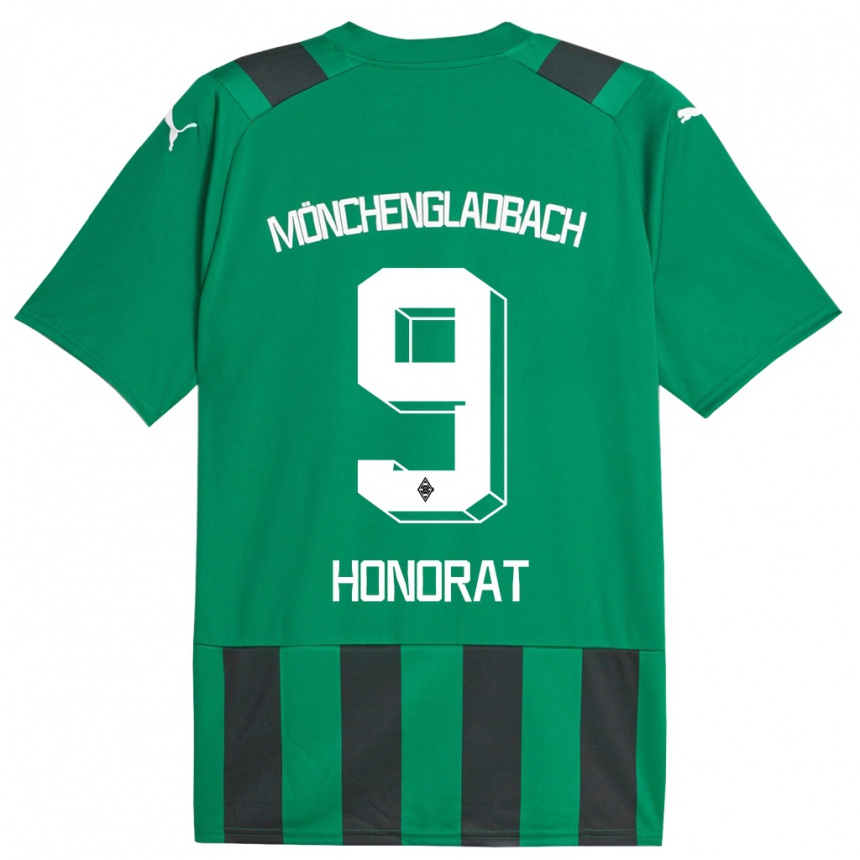 Kinder Fußball Franck Honorat #9 Schwarz Grün Auswärtstrikot Trikot 2023/24 T-Shirt Luxemburg