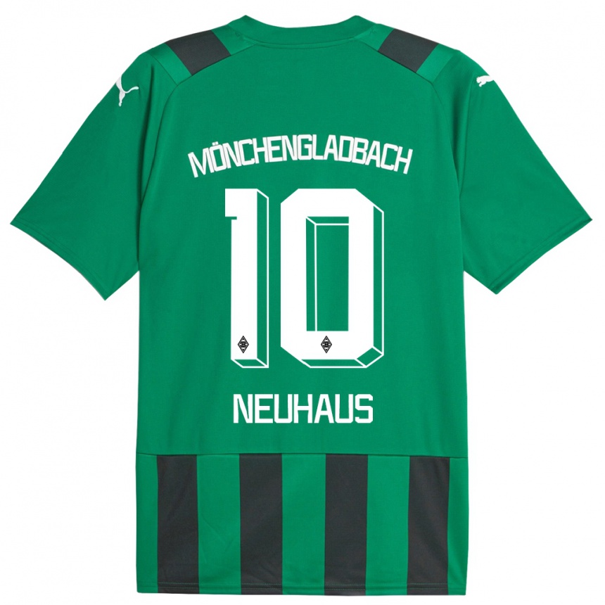 Kinder Fußball Florian Neuhaus #10 Schwarz Grün Auswärtstrikot Trikot 2023/24 T-Shirt Luxemburg
