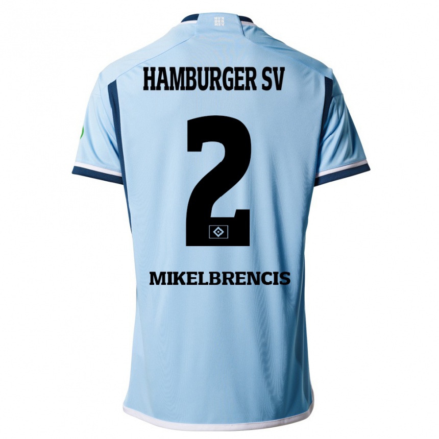 Kinder Fußball William Mikelbrencis #2 Blau Auswärtstrikot Trikot 2023/24 T-Shirt Luxemburg