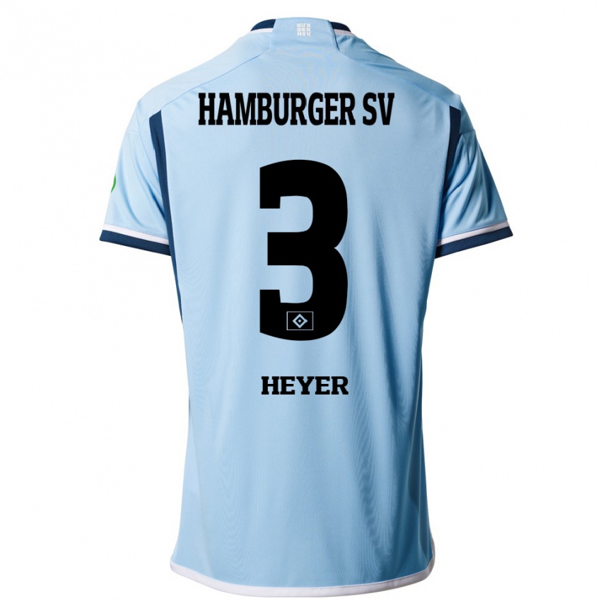Kinder Fußball Moritz Heyer #3 Blau Auswärtstrikot Trikot 2023/24 T-Shirt Luxemburg