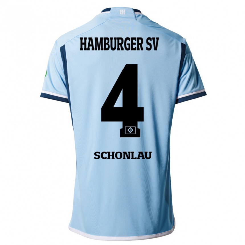 Kinder Fußball Sebastian Schonlau #4 Blau Auswärtstrikot Trikot 2023/24 T-Shirt Luxemburg
