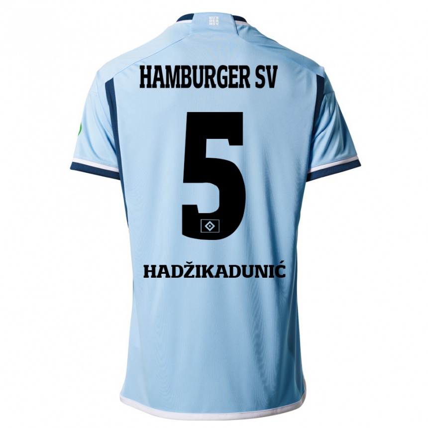 Kinder Fußball Dennis Hadzikadunic #5 Blau Auswärtstrikot Trikot 2023/24 T-Shirt Luxemburg
