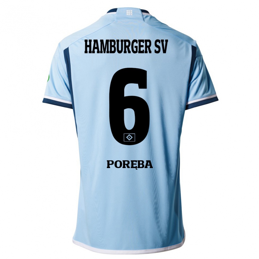 Kinder Fußball Lukasz Poreba #6 Blau Auswärtstrikot Trikot 2023/24 T-Shirt Luxemburg