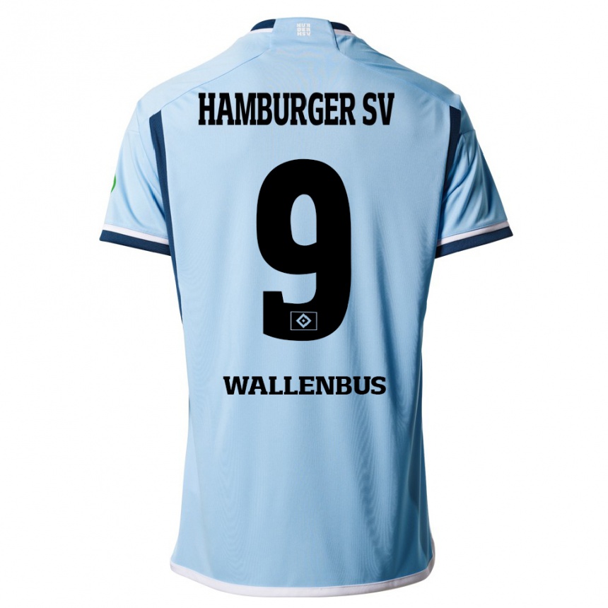 Kinder Fußball Noah Wallenßus #9 Blau Auswärtstrikot Trikot 2023/24 T-Shirt Luxemburg