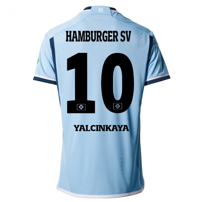 Kinder Fußball Bilal Yalcinkaya #10 Blau Auswärtstrikot Trikot 2023/24 T-Shirt Luxemburg
