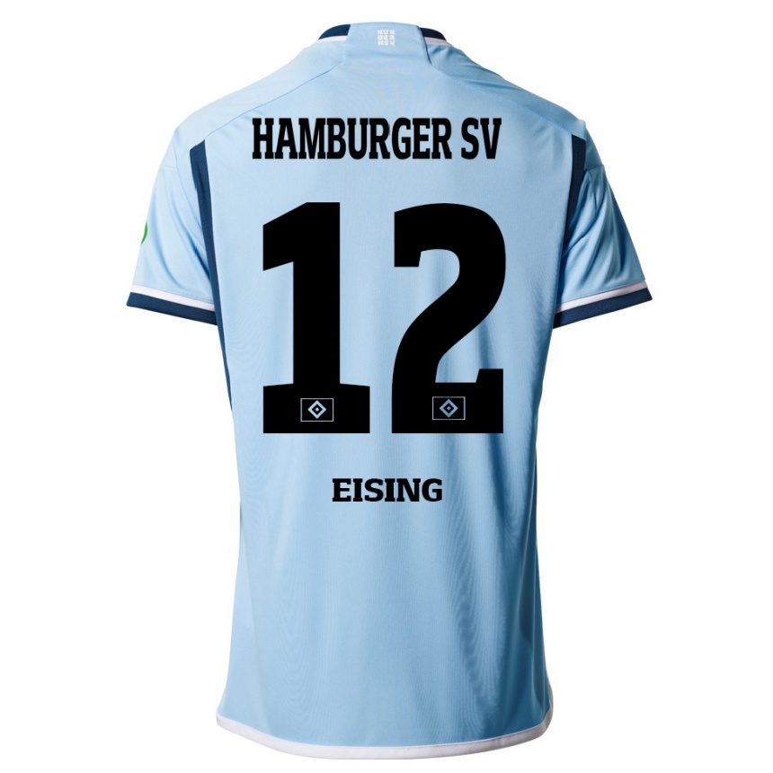Kinder Fußball Luis Eising #12 Blau Auswärtstrikot Trikot 2023/24 T-Shirt Luxemburg