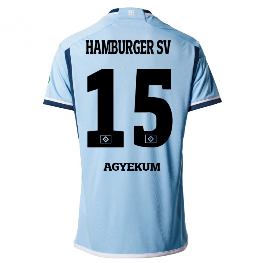 Kinder Fußball Joel Agyekum #15 Blau Auswärtstrikot Trikot 2023/24 T-Shirt Luxemburg