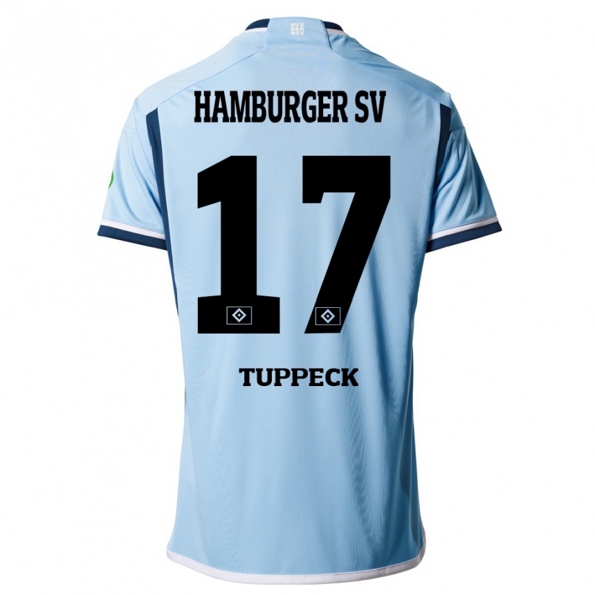 Kinder Fußball Niklas Tuppeck #17 Blau Auswärtstrikot Trikot 2023/24 T-Shirt Luxemburg