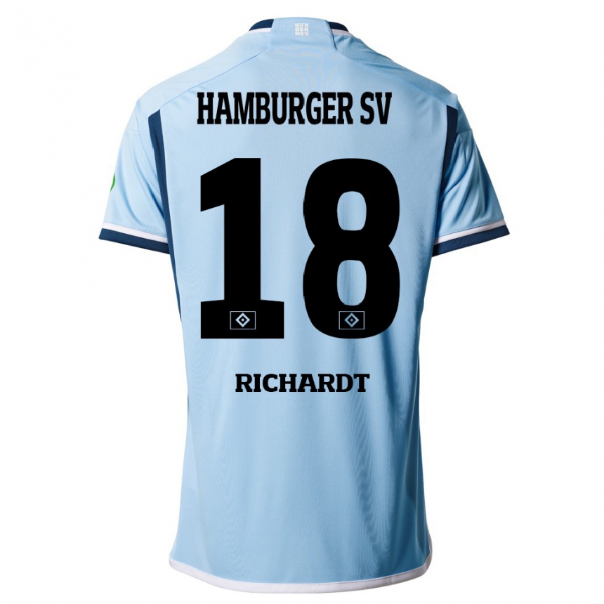 Kinder Fußball Dayo Richardt #18 Blau Auswärtstrikot Trikot 2023/24 T-Shirt Luxemburg