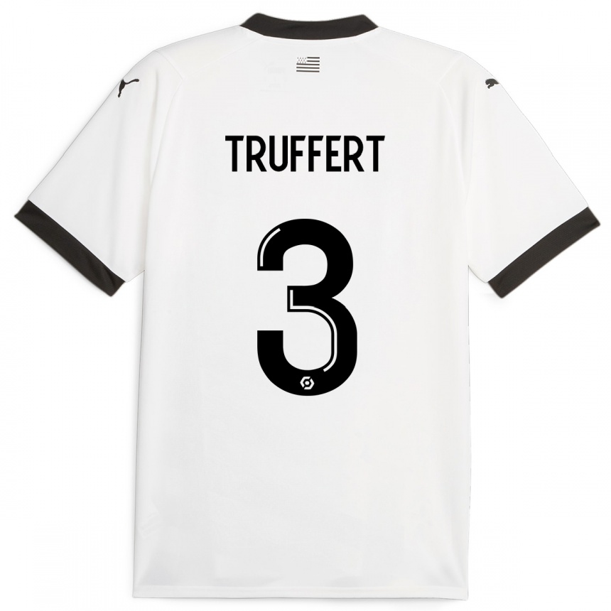 Kinder Fußball Adrien Truffert #3 Weiß Auswärtstrikot Trikot 2023/24 T-Shirt Luxemburg