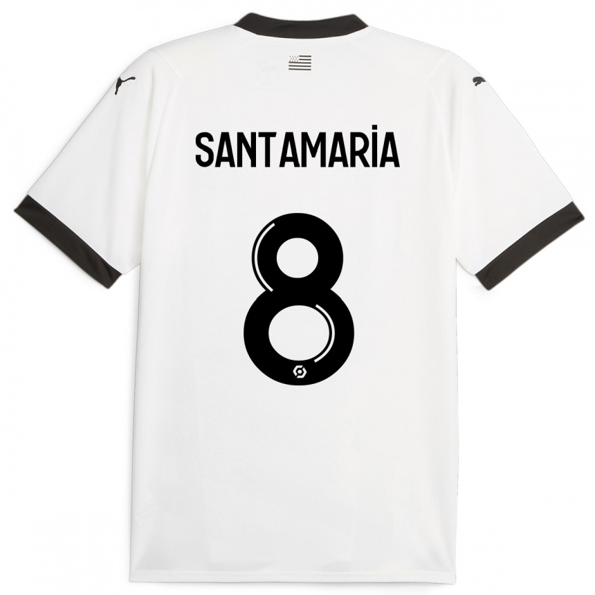 Kinder Fußball Baptiste Santamaria #8 Weiß Auswärtstrikot Trikot 2023/24 T-Shirt Luxemburg