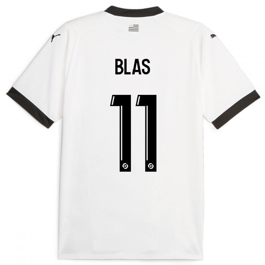 Kinder Fußball Ludovic Blas #11 Weiß Auswärtstrikot Trikot 2023/24 T-Shirt Luxemburg