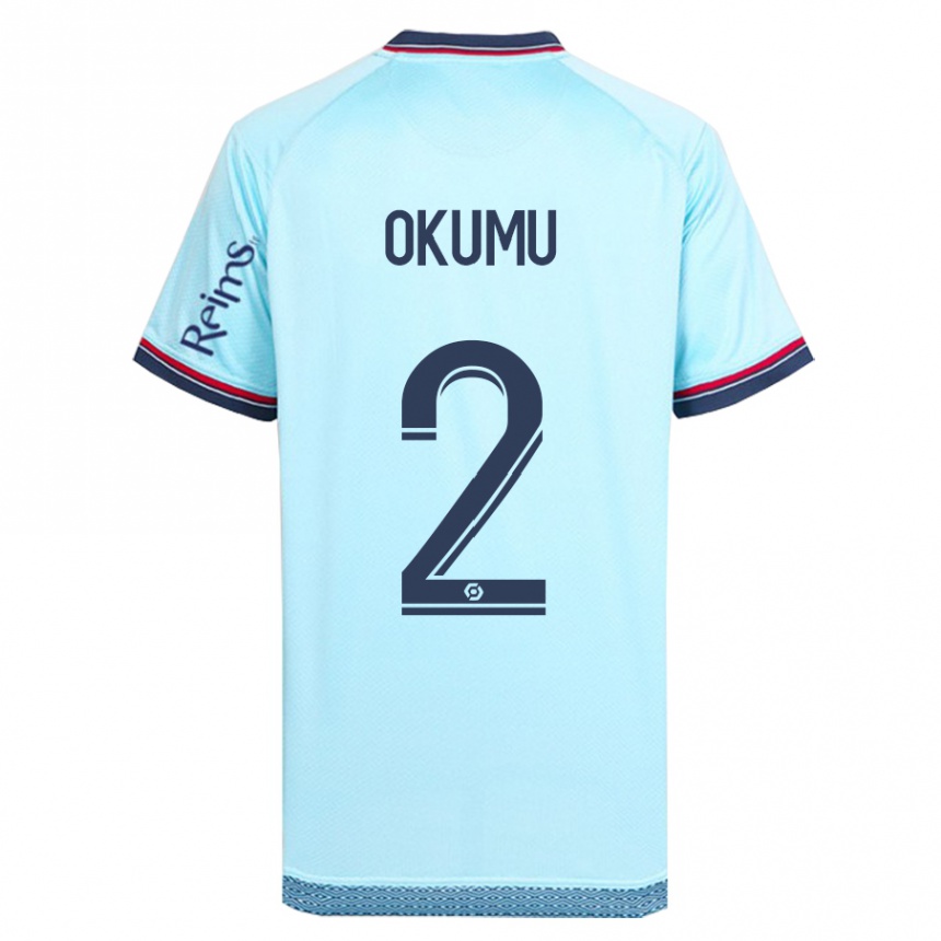 Kinder Fußball Joseph Okumu #2 Himmelblau Auswärtstrikot Trikot 2023/24 T-Shirt Luxemburg