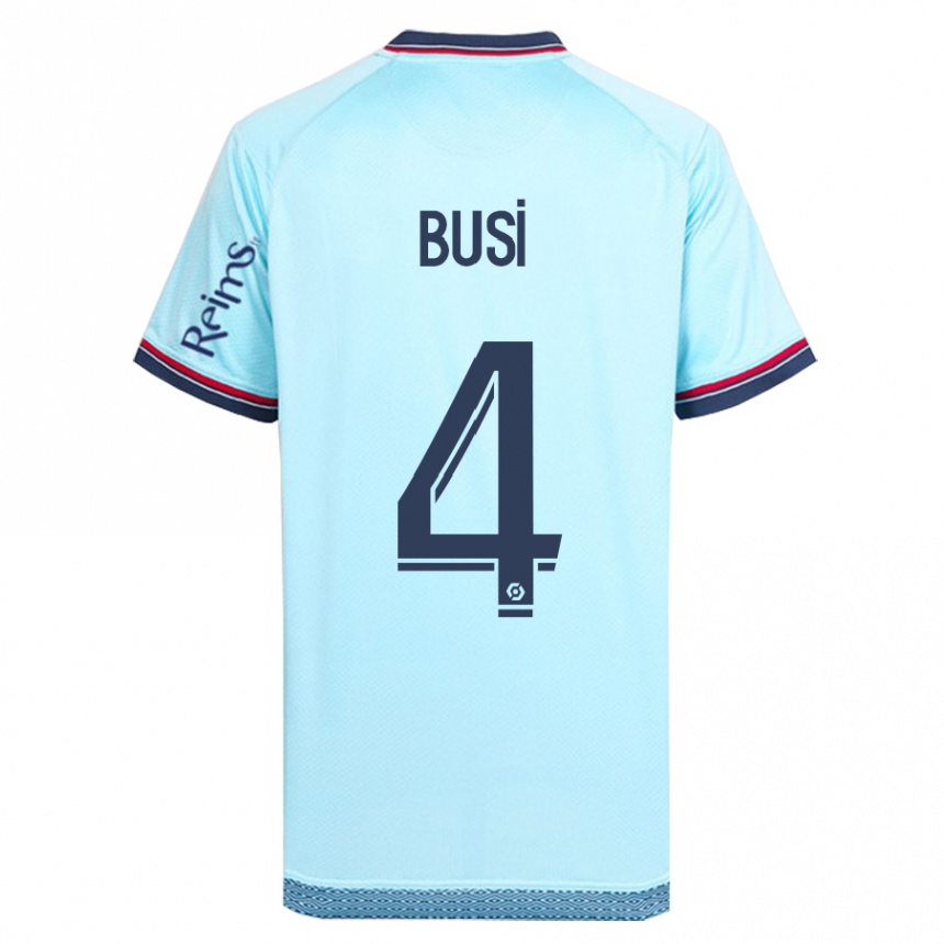 Kinder Fußball Maxime Busi #4 Himmelblau Auswärtstrikot Trikot 2023/24 T-Shirt Luxemburg