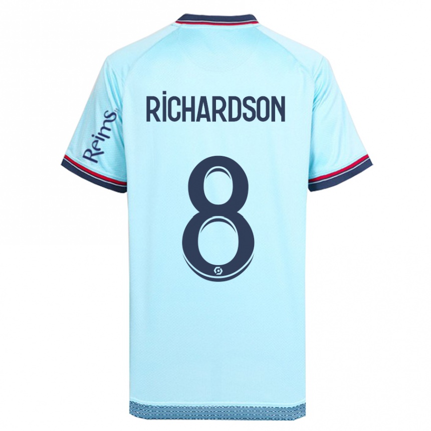 Kinder Fußball Amir Richardson #8 Himmelblau Auswärtstrikot Trikot 2023/24 T-Shirt Luxemburg