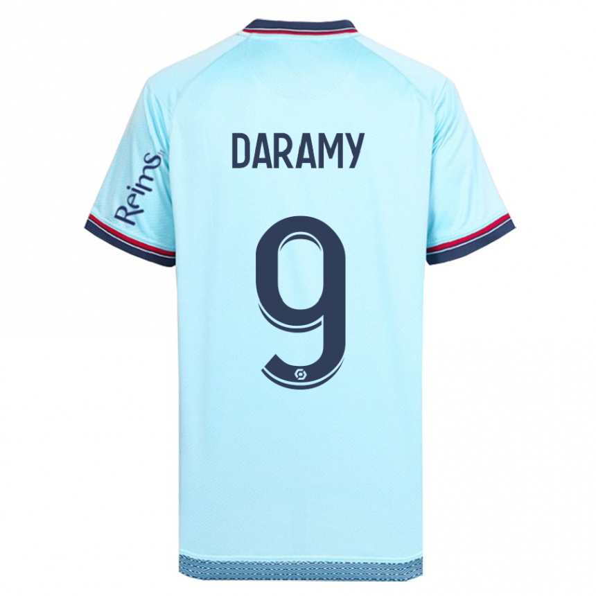 Kinder Fußball Mohamed Daramy #9 Himmelblau Auswärtstrikot Trikot 2023/24 T-Shirt Luxemburg