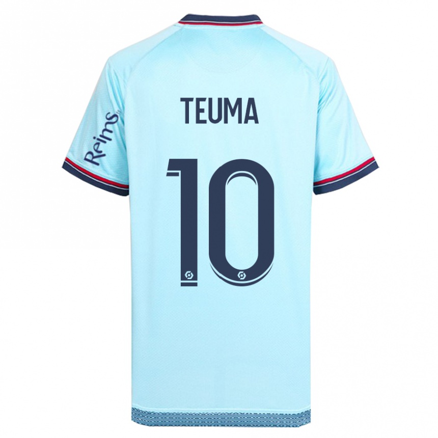Kinder Fußball Teddy Teuma #10 Himmelblau Auswärtstrikot Trikot 2023/24 T-Shirt Luxemburg