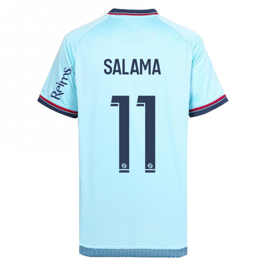 Kinder Fußball Amine Salama #11 Himmelblau Auswärtstrikot Trikot 2023/24 T-Shirt Luxemburg
