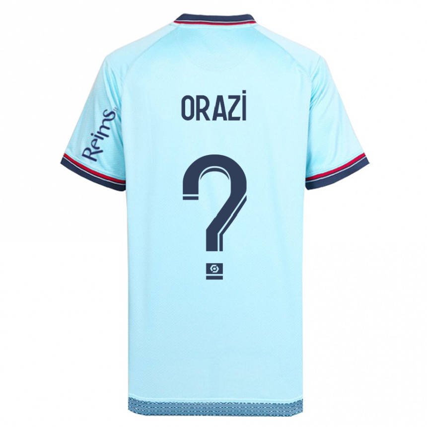 Kinder Fußball Ike Orazi #0 Himmelblau Auswärtstrikot Trikot 2023/24 T-Shirt Luxemburg