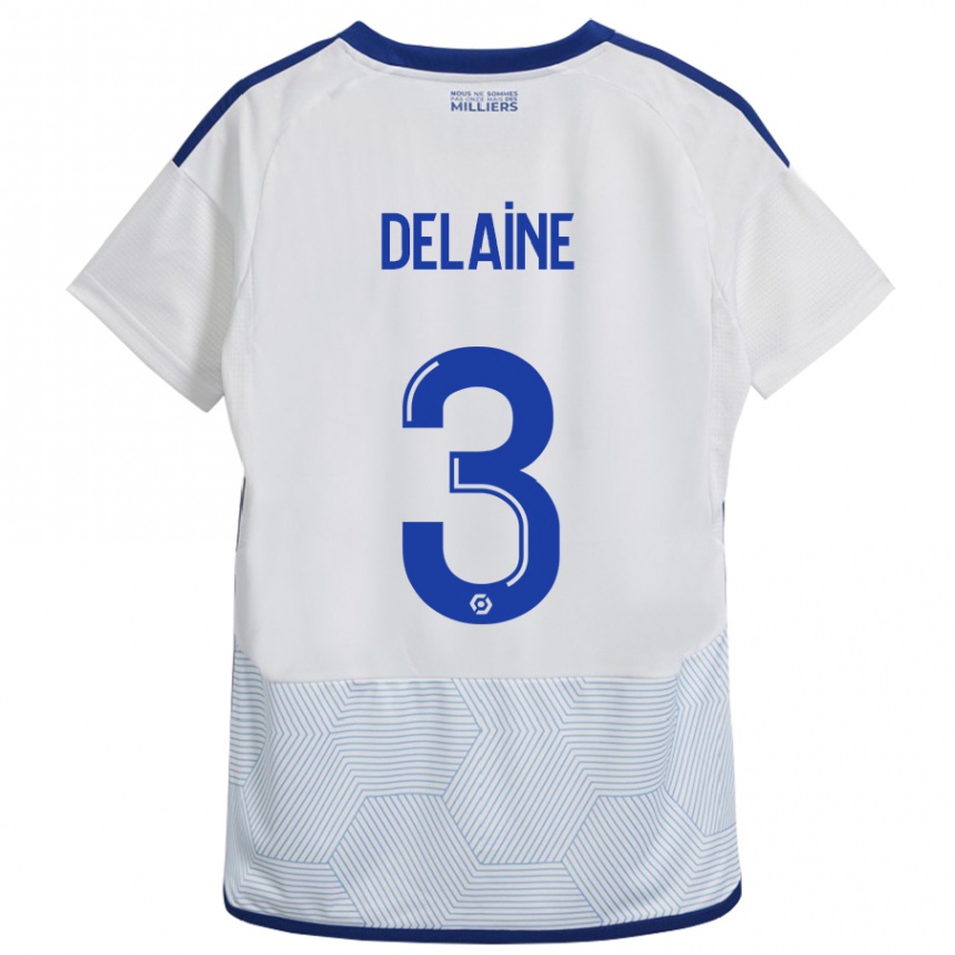 Kinder Fußball Thomas Delaine #3 Weiß Auswärtstrikot Trikot 2023/24 T-Shirt Luxemburg