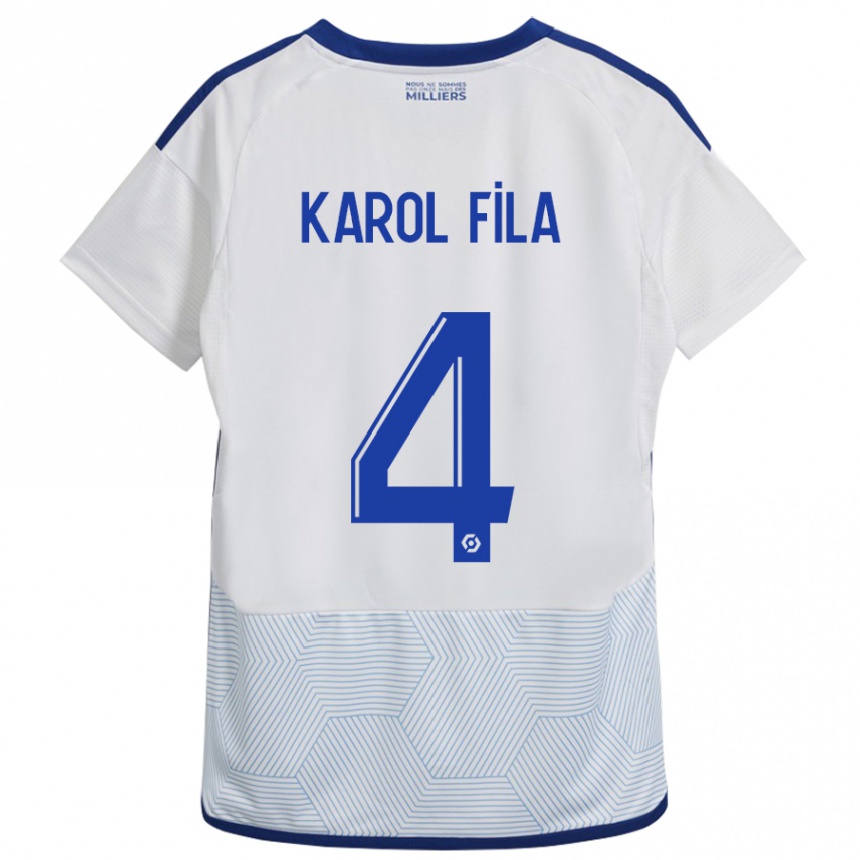 Kinder Fußball Karol Fila #4 Weiß Auswärtstrikot Trikot 2023/24 T-Shirt Luxemburg