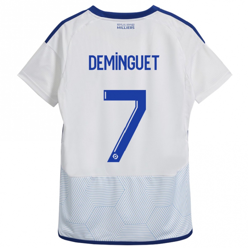 Kinder Fußball Jessy Deminguet #7 Weiß Auswärtstrikot Trikot 2023/24 T-Shirt Luxemburg