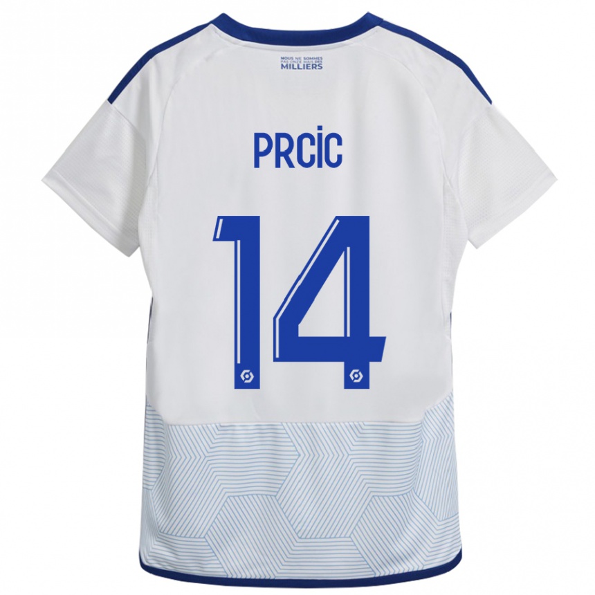 Kinder Fußball Sanjin Prcic #14 Weiß Auswärtstrikot Trikot 2023/24 T-Shirt Luxemburg