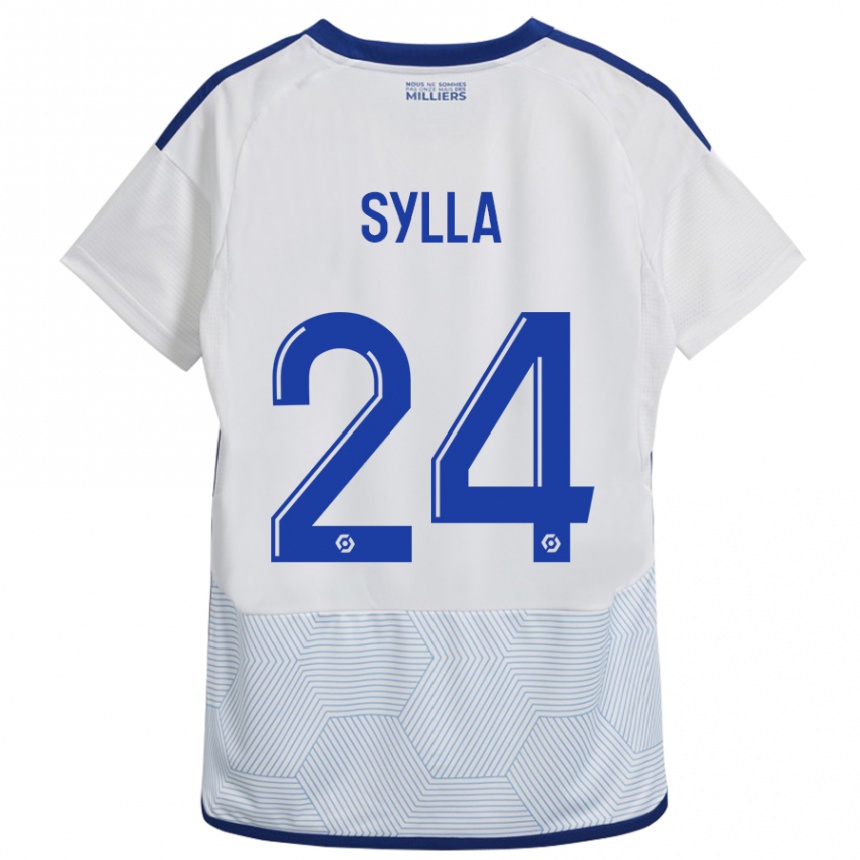 Kinder Fußball Abakar Sylla #24 Weiß Auswärtstrikot Trikot 2023/24 T-Shirt Luxemburg