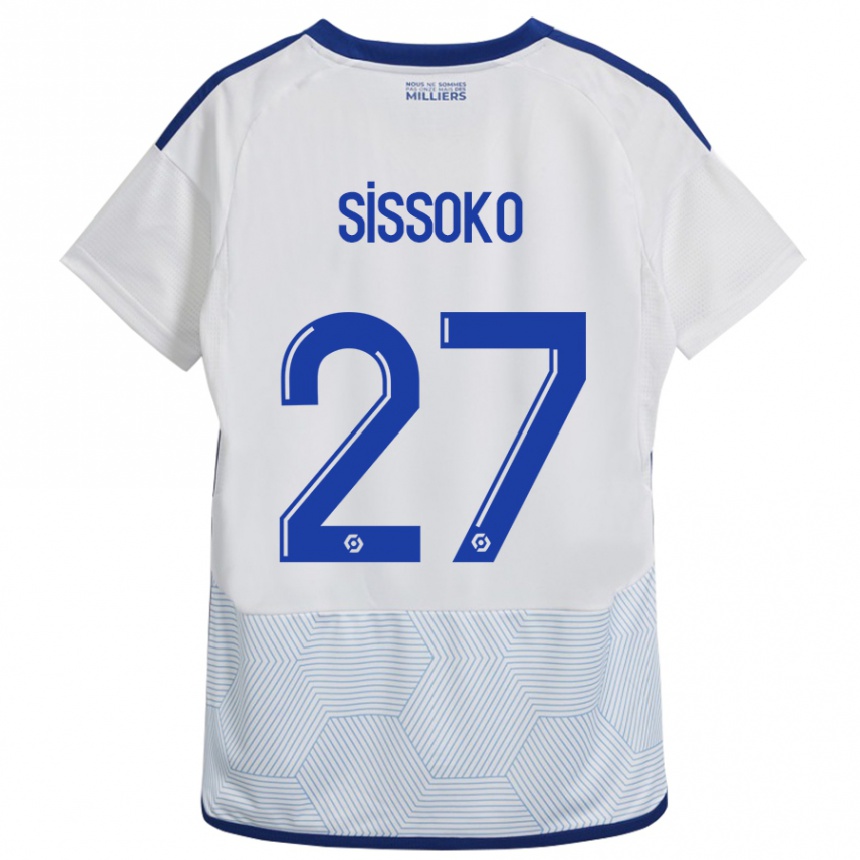 Kinder Fußball Ibrahima Sissoko #27 Weiß Auswärtstrikot Trikot 2023/24 T-Shirt Luxemburg